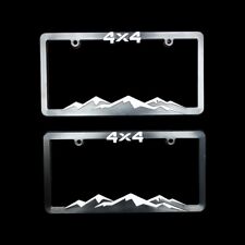 (2) 4X4 3D Raised Imprint Plastic Black on White Mountain License Plate Frame  picture