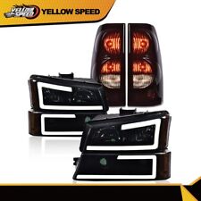 FIT FOR 03-07 SILVERADO BLACK/SMOKED LED DRL HEADLIGHT + TAIL LIGHTS picture