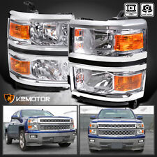 Clear Fits 2014-2015 Chevy Silverado 1500 Headlights Amber Signal Lamps L+R picture