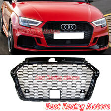For 2017-2020 Audi A3 8V RS3 Style Front Grille (Gloss Black Frame + Honeycomb) picture