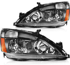 Headlights Assembly For Honda Accord 2003-2007 Clear Black Lamp Pair Replacement picture