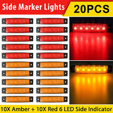 10X Amber + 10X Red 12V 6 LED Side Marker Indicator Lights Car Truck Trailer US picture