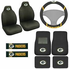 9pc Set NFL Green Bay Packers Car Front Rear Floor Mats Steering Wheel Cover picture