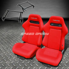PAIR NRG TYPE-R STYLE RED CLOTH RACING SEAT+BRACKET FOR 02-06 ACURA RSX DC5 picture