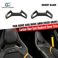 2pcs Dry Carbon Fiber Seat Headrest Cover Trim For Benz AMG C43/C63/A45s/CLA45 picture