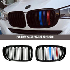 2x M-Color Gloss Black Front Kidney Grille For BMW X3 X4 F25 Facelift 2015-2017 picture
