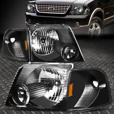 FOR 02-05 FORD EXPLORER 4PCS BLACK HOUSING HEADLIGHTS AMBER CORNER SIGNAL LAMPS picture