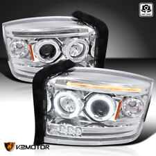Clear Fits 2005-2007 Dodge Dakota LED Halo Projector Headlights Lamps L+R 05-07 picture