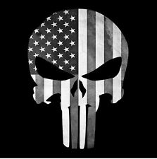 SKULL AMERICAN FLAG BLACK WHITE STICKER DECAL USA MADE picture