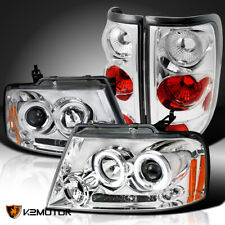 Fits 2004-2008 Ford F150 Clear LED Halo Projector Headlights+Tail Lamps Pair picture