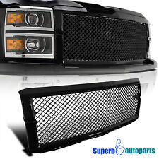 Fit 2014-2015 14-15 Chevy Silverado 1500 ABS Mesh Front Hood Grille Glossy Black picture