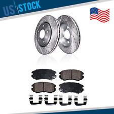 For 2007-2010 Hyundai Elantra Front Drilled Slotted Rotors and Ceramic Brake Pad picture