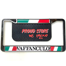 VAFFANCULO ITALIA flag Domed Steel License Plate Frame -US Size- Italian Funny picture