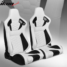 Universal X2 Reclinable Honeycomb Racing Seat + Dual Slider WH Black PU Leather picture