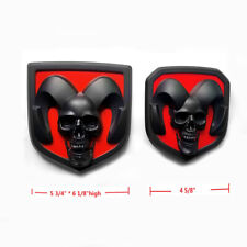 2x OEM Front Grille Tailgate Emblem Skull Badge fit for 1500 2500 Black red F picture
