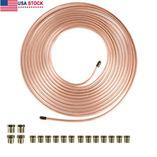 Copper Nickel Brake Line Tubing Kit 3/16 OD 25Ft Coil Roll all Size Fittings NEW picture