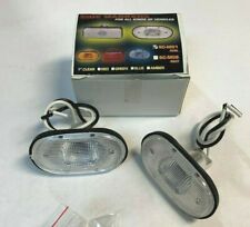 TWO UNIVERSAL OVAL CLEAR SIDE MARKER TURN SIGNAL LIGHTS WITH 194 T-10 BULB ML-01 picture