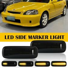 2x Smoke Side Marker Signal Yellow LED Light For 1995-1999 Hatchback Honda Sedan picture