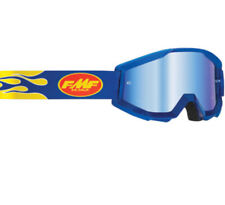 New FMF BY 100% PowerCore Goggle Navy Blue Flame BLUE Mirrored lens MX ATV picture