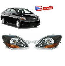For 2007-2011 Toyota  Yaris Sedan Headlights Lamps Black Housing Set Left+Right picture