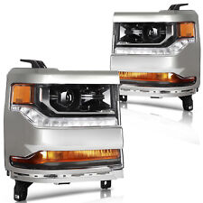 For Chevy Silverado 1500 2016 - 2019 Headlights Assembly Pair Chrome Housing picture