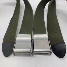 TWO Vintage 1971 Cummings Sander Seat Belt Aluminum Buckles Hot Rod Army Green picture
