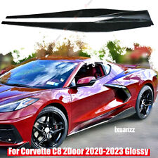 For Corvette C8 2020-2023 Glossy Black 2x 5VM Style Side Skirts Extension Lip picture