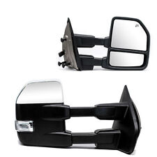 New Towing Mirrors For 04-14 Ford F150 Power Heated LED Turn Signal Chrome LH+RH picture