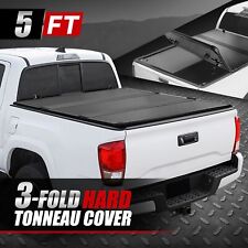 For 16-23 Toyota Tacoma 5Ft Short Bed FRP Hard Solid Tri-Fold Tonneau Cover picture