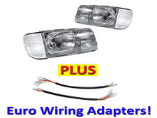 DEPO Euro Glass Headlight + Corner Lamp W/ Adapters for 81-91 Mercedes Benz W126 picture