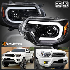 Jet Black Fits 2012-2015 Toyota Tacoma LED Bar Projector Headlights Lamps L+R picture