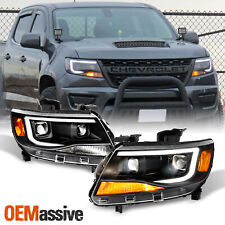 Fits [Black] 2015-2022 Chevy Colorado LED DRL Dual Square Projector Headlights picture