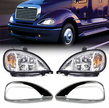Freightliner Columbia PAIR Headlight w/ Chrome Bezels 2001-2017 Set w/ All Bulbs picture