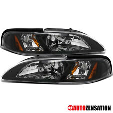 Fits 1994-1998 Ford Mustang GT SVT Cobra Black Headlights w/ Corner Signal Lamps picture