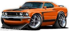 1969 Ford Mustang Boss 302 Cartoon Car Wall Graphic Decal Stickers Boys Room  picture