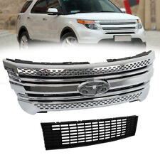 2PCS For Ford Explorer 2011-2015 Front Bumper Upper Grille Assembly Chrome picture