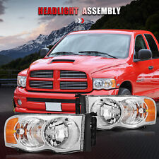For 02-05 Dodge Ram 1500 2500 3500 Headlights Chrome Headlamps Front Left+Right picture