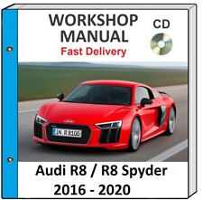 AUDI R8 / R8 SPYDER 2016 2017 2018 2019 2020 SERVICE REPAIR WORKSHOP MANUAL CD picture