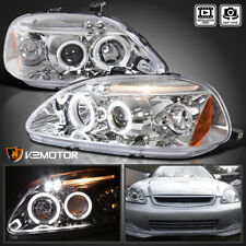 Fits 1996-1998 Honda Civic LED Halo Projector Headlights Lamps Left+Right 96-98 picture