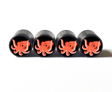 Octopus Emoji Tire Valve Caps - Aluminum - Set of Four - Fits all Vehicles picture