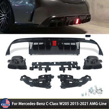 Rear Diffuser Lip W/ Exhaust Tips AMG Style For Mercedes Benz C W205 2015-2021 picture