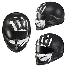New Scorpion Exo Covert Open Face Uruk Black White Motorcycle Helmet DOT picture