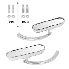 1Pair 8mm&10mm Oval Motorcycle Rear View Side Mirrors Chrome For Harley Davidson picture