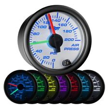 52mm GlowShift White 7 Color Dual Needle Air Pressure Gauge picture