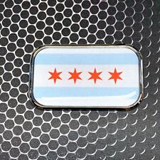 Chicago Flag REFLECTIVE Domed CHROME Emblem Windy City Car Sticker 3D 3