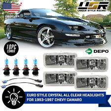 Euro Crystal Clear Headlight+Wiring+Bulbs For 1993-1997 Chevy Chevrolet Camaro picture