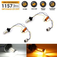 Error Free Switchback 1157 LED Turn Signal Parking Light Bulbs White/Amber picture