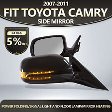 Fit 2007-2011 Toyota Camry Side Mirrors Folding Pair Black LED Heated 9 Pins picture