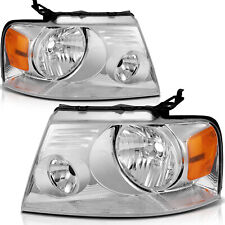 For 2004-2008 Ford F-150 Headlights Assembly Chrome Housing Headlamp Pair picture