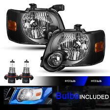2006-2010 Ford Explorer Black Housing Headlights Replacement lamps Pair W/Bulb picture